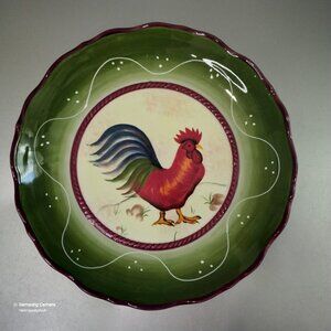 Extremely Rare Vintage Ceramic Casa Vero Tuscan Red Rooster 10" Dinner Plate GVC